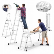 DRABINA ALUMINIOWA PRZEGUBOWA WIELFUNKCYJNA SKŁADANA 4x3 + PODEST MOCNA