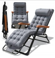 Leżak ogrodowy fotel plażowy leżanka krzesło tarasowe składany poduszka