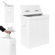 KOSZ NA PRANIE BIAŁY Z POKRYWĄ WKŁAD BAMBUSOWY DWIE KOMORY DUŻY 100L