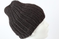 Wełniana czapka Eskimo-rękodzieło, S, ciemny brąz, ciepła, gruba