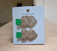Mini spineczki do włosów serduszka handmade 2 szt.