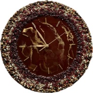 Oryginalny zegar Kamień i żywica Burgund i złoto OKAZJA!