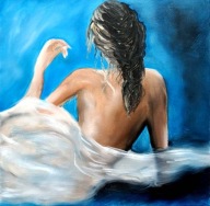 Kobieta obraz olejny malowany ręcznie 40x40 /75 Patryk Mit