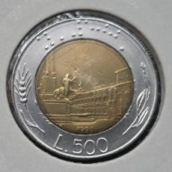 *WŁOCHY [0372]*500 Lirów 1991r. Republika Włoska, Pałac Kwirynalski Rzym