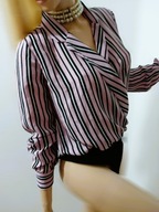 T_e_r_r_a_n_o_v_a body liliowe w czarne paski kopertowy dekolt pin up S