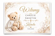 Plakat Powitalny na Chrzest – Personalizowany | Miś w Stylu Boho