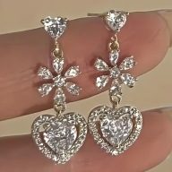 kolczyki złote pozłacane cyrkonia serca zapinane ślub impreza na codzień