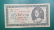 Banknot 100 koron 1945,Czechosłowacja
