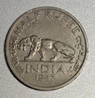 Indie Brytyjskie 1/2 rupii 1947r. BCM