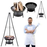 PALENISKO TRÓJNÓG GRILL RUSZT OGNISKOWY OGRODOWY WISZĄCY DUŻY 50CM OGNISKO