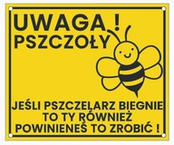 Tabliczka 3D UWAGA PSZCZOŁY Jeśli Pszczelarz Śmieszna żółta