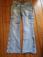spodnie jeans dzwony dżinsy z elastanem,6 kieszeni w pasie-80-86cm/ r.L/XL