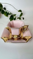 Filiżanka duo porcelana różowa H&C Chodov Bohemia styl art deco piękna !