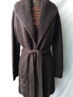 Kardigan/płaszcz brązowy,bez zapięcia (50%wełna) -M/L