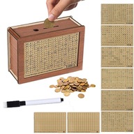 SKARBONKA DREWNIANA Z NAKLEJKAMI I LICZNIKIEM Z KWOTĄ POMAGA DZIECIOM