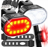 LAMPKA ROWEROWA PRZEDNIA I TYLNA LED MOCNA AKUMULATOROWA DO ROWERU ZESTAW