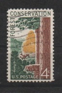 Znaczek USA 4 cent Ochrona lasów1958r.