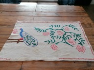 LNIANA WIEKOWA RĘCZNIE WYKONANA MAKATKA HAFT MAKOWSKI JARZĘBINA PAW 60x95