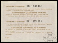 BNU - PRL Czek Podróżniczy NBP # RUMUNIA 2400 złotych seria RD nr 1103459