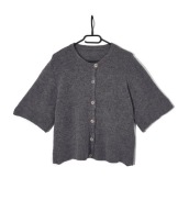 Damski Sweter Kardigan Krótki Rękaw Szary |R. M/L