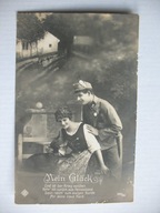 AUSTRO-WĘGRY ŻOŁNIERZ C.k. ARMII DZIEWCZYNA PIES JAMNIK przedw. POCZTÓWKA