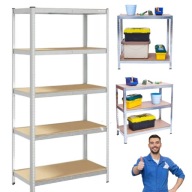 REGAŁ MAGAZYNOWY DO SPIŻARNI METALOWY WCISKANY 180X90X40 175KG X 5 PÓŁEK