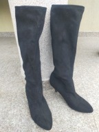 MARC & SPENCER nr 41-42/8UK wygodne czarne kozaki na szpilce