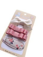 Spinki do włosów kokardki ecru róż 4 szt.