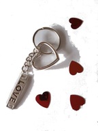 Brelok miłosny serce i napis Love Walentynki