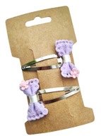 Spineczki mini spinki do włosów pyk klik boho kokardki kwiatuszki fiolet