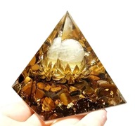 Orgonit PIRAMIDA Kryształ Górski Tygrysie Oko Lotos