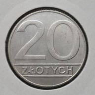 *P[0255] POLSKA 20 złotych 1990 Polska Rzeczpospolita Ludowa Orzeł Herb