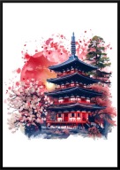 A2 PLAKAT JAPONIA AZJA KWITNĄCA WIŚNIA DOM JAPOŃSKI