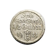 0,5 guldena (pół guldena) z 1923 roku wyemitowana przez Wolne Miasto Gdańsk