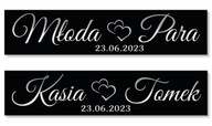 Tablice ślubne na auto CZARNE SREBRNY NAPIS -- personalizowane -- 2 szt