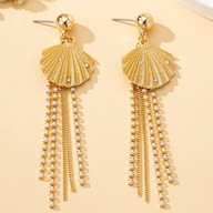 Kolczyki złote muszle wiszące z cyrkoniami CLM58