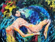 Para obraz akrylowy malowany ręcznie 40x30 /75 Patryk Mit