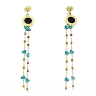 62696 Kolczyki złota stal chirurgiczna motyw zegara koraliki