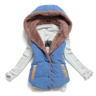 KAMIZELKA Z FUTREM Damska Kaptur Pikowana r. 38 M