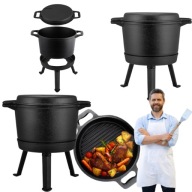 KOCIOŁEK ŻELIWNY DEMONTOWANY 8L GARNEK PATELNIA GRILL MYŚLIWSKI WĘGIERSKI