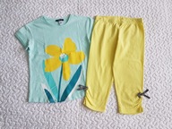 Cool Club bluzka niebieska z kwiatem i żółte legginsy nowe roz 128