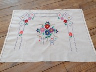 WIEKOWA LNIANA RĘCZNIE WYKONANA HAFTOWANA MAKATKA KILIM KWIATY 64 x 87