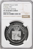 20 ZŁ 2025 5 ZŁOTYCH POWSTANIE LISTOPADOWE NGC PF70