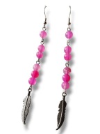 AG55 Kolczyki kamienie AGAT różowe długie