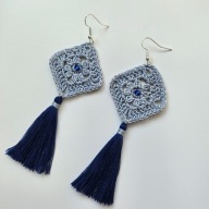 Kolczyki rękodzieło na szydełku z chwostem