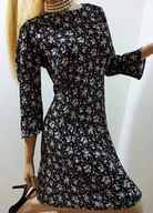 H_&_M czarna sukienka w kwiaty vintage L