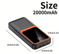 Powerbank 20000mAh Wyświetlacz LED USB-C 2xUSB Mocny