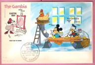 Gambia 1984, FDC bl. Disney, Mickey, Wielkanoc, Mi 10€