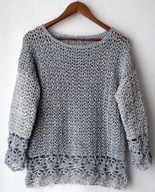 Sweterek ażurowy z połyskiem z 3/4 rękawem 38/46