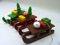 male sanki drewniane zawieszki na choinkę 13 SZT